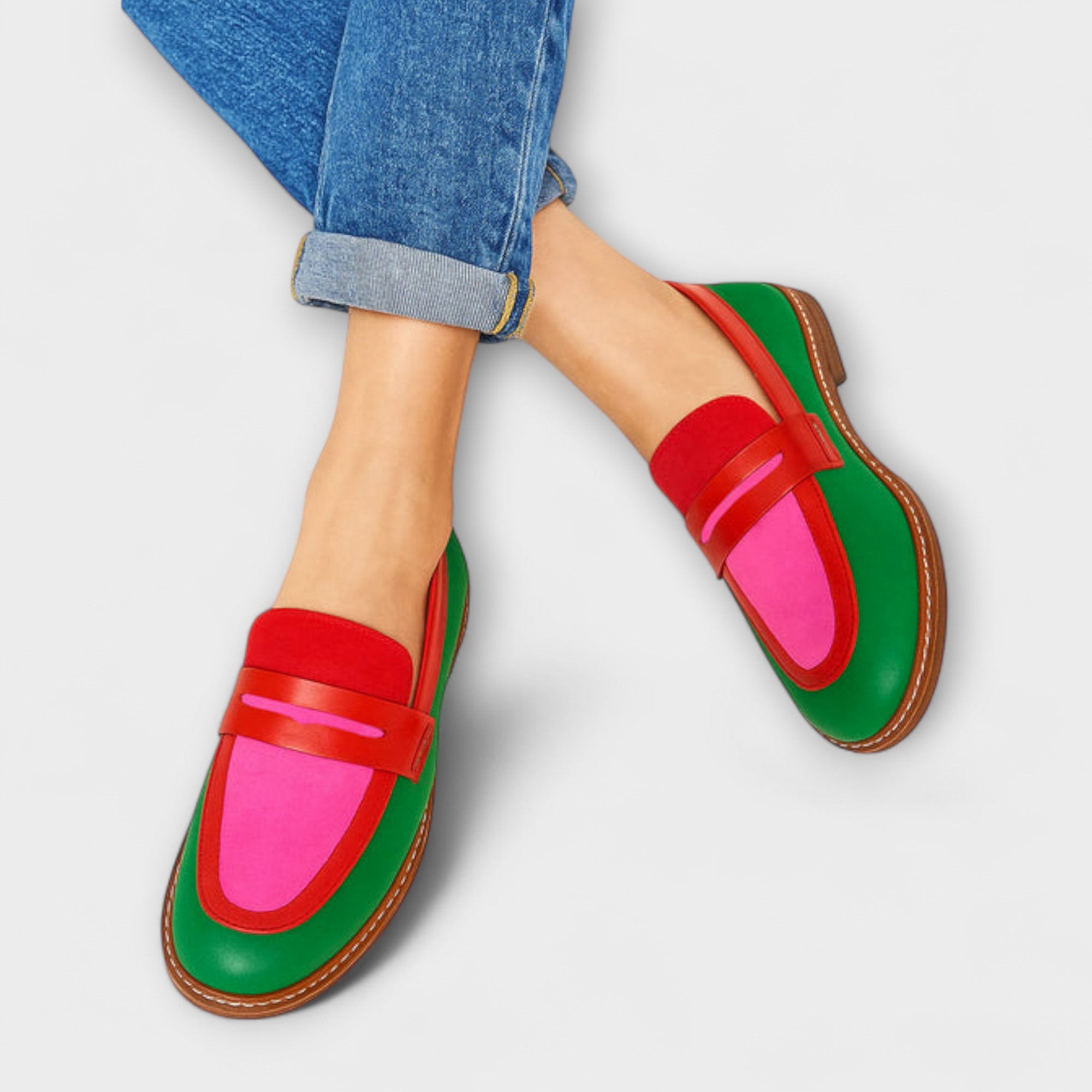 Nyla – Kleurblok mokasíny v casual stylu
