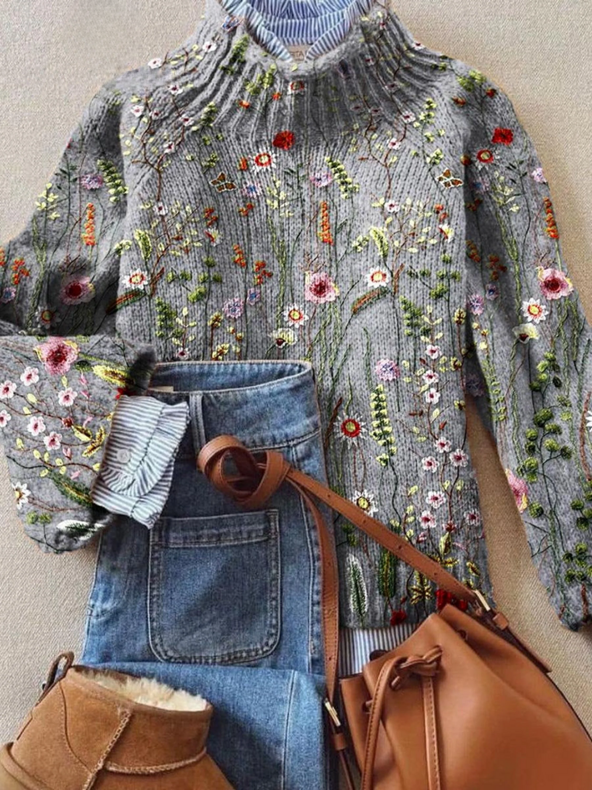 Ivy | Klasický vintage květinový svetr