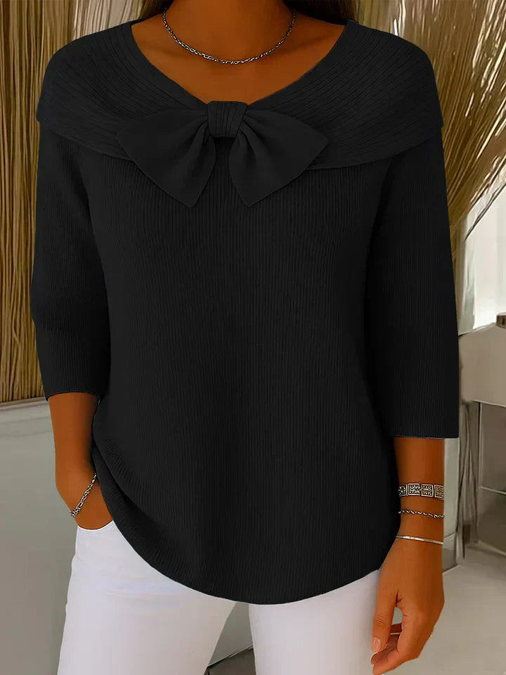 Lirya | Elegantní pletená blůza s mašlí
