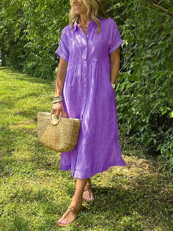 Malina | Pruhovaná košilová šaty