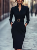 Eva | Elegantní Midi Šaty s Pasem