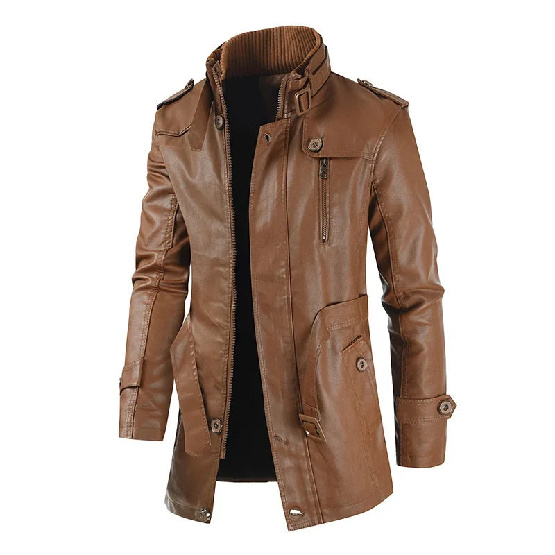 Krystian™ | Elegantní Dlouhá Kožená Biker Bunda