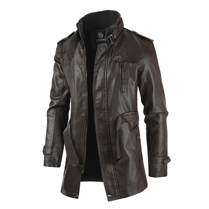 Krystian™ | Elegantní Dlouhá Kožená Biker Bunda