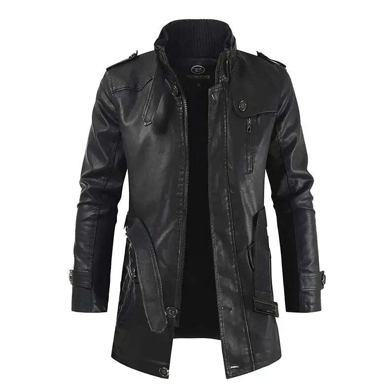 Krystian™ | Elegantní Dlouhá Kožená Biker Bunda