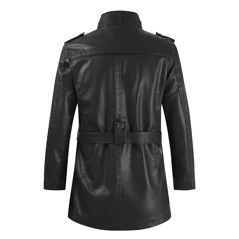 Krystian™ | Elegantní Dlouhá Kožená Biker Bunda