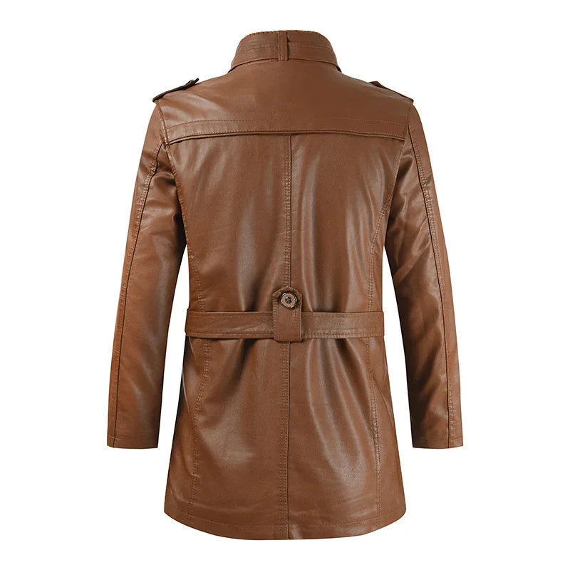 Krystian™ | Elegantní Dlouhá Kožená Biker Bunda